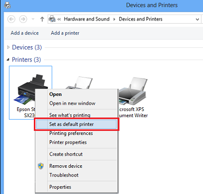 Setting Your Printer as the Default